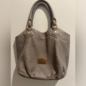 Auth MARC BY MARC JACOBS Classic Q Fran - Gray Leather Tote Bag USED